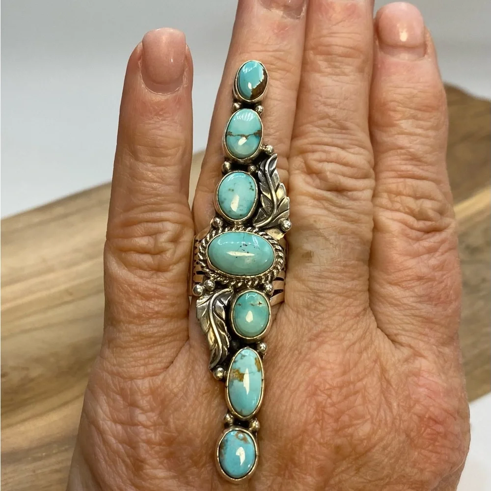 Navajo Geraldine James Turquoise Sterling Silver Ring - Picture 5 of 12